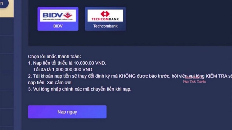 Nạp tiền Luck8 thông qua ngân hàng điện tử dễ dàng